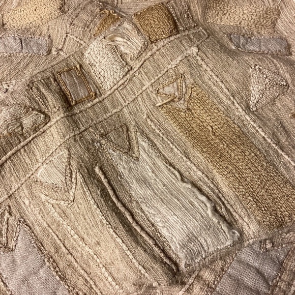 Chico’s blazer womens SZ 3(xl) silk natural fibers appliquéd tan vintage - Picture 13 of 13